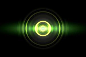 Abstract glowing circle green light effect with sound waves oscillating background photo