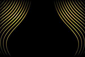 Telón de escenario abstracto con líneas curvas doradas sobre fondo negro foto