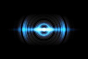 Abstract light blue circle effect with sound waves oscillating on black background photo