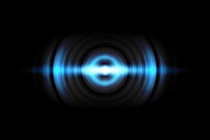 Abstract light blue circle effect with sound waves oscillating on black background photo