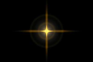 Abstract gold laser star with light effect on black background photo