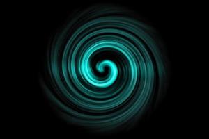 Glowing spiral tunnel with light teal cloud on black background photo