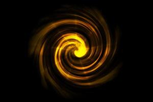 Glowing spiral tunnel with golden fog on black backdrop photo