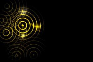 Abstract light yellow circle ring effect with sound waves oscillating on black background photo