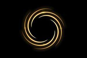 Gold spiral with circle ring on black backdrop, abstract background photo