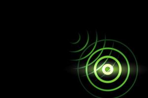 Light green sound waves oscillating with circle ring, abstract background photo