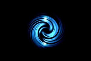 Glowing spiral tunnel with blue vortex on black backdrop, abstract background photo