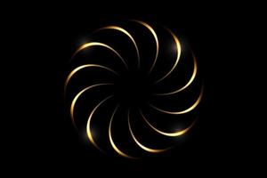 Gold fireworks with light effect on black background. Glowing spiral line with light effect, abstract background photo