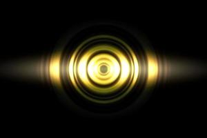 ondas sonoras oscilantes de luz dorada con fondo abstracto de giro circular foto