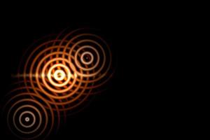 Abstract light background, orange sound waves oscillating with circle ring photo