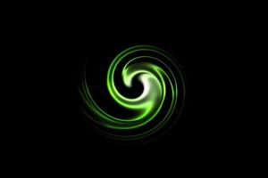 vórtice verde claro abstracto con espiral circular sobre fondo negro foto