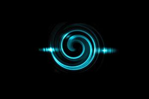 Light teal sound waves oscillating with circle ring, abstract background photo