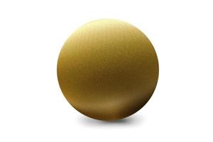 Light shining on gold metal ball isolated on white background photo