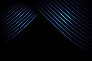 Telón de escenario abstracto con líneas curvas azules sobre fondo negro foto