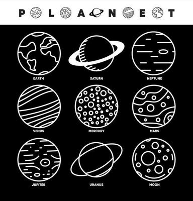 Planet icon set vector. Modern design Earth, Venus, Moon, Saturn, Mars and many planets icons. Logo-icon design set for website and mobile application. Editable drawing.