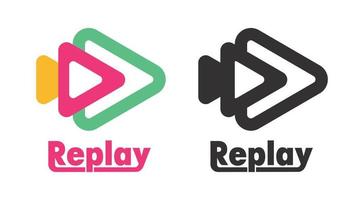Replay logo design. Video surveillance site logo and icon design. arrow-marked replay. Vector abstract arrow logo, isolated icon. Play web icon modern.