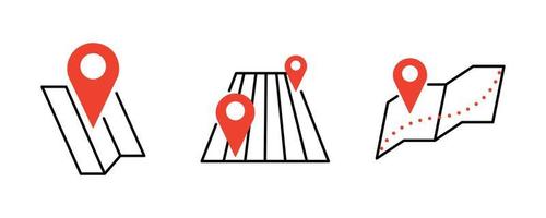 Set Of Map and Location Line Icons. Such Icons include topics such as locating and starting a location on the map. Colorful location icon set. Editable Stroke. Logo, web and mobile application icons. vector