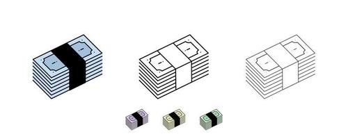 It is used in web and designs in areas such as money transfer, money withdrawal, deposit. Closed paper money icon. Alternatively, different colors have been added. Symbols of different thickness. vector