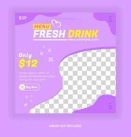 Social Media post fresh drink template for  social media advertising banner with 3d podium template vector