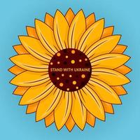 Sunflower the Symbol of Ukraine on a Blue Background. Stand With Ukraine vector