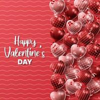 Happy Valentine's day background with heart balloon and present composition for banner, poster or greeting card. vector illustration