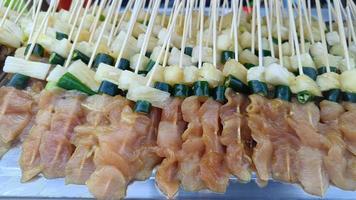 Chicken skewers bbq for grilling Thai street food delicious