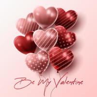 Happy Valentine's day background with heart balloon and present composition for banner, poster or greeting card. vector illustration