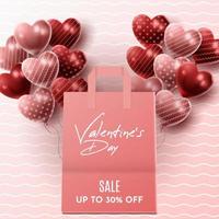 Happy Valentine's day background with heart balloon and present composition for banner, poster or greeting card. vector illustration