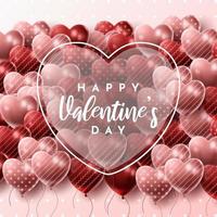 Happy Valentine's day background with heart balloon and present composition for banner, poster or greeting card. vector illustration