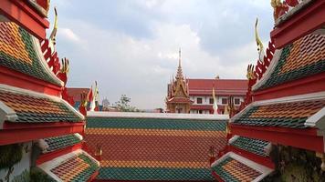 Beautiful church Wat Bua Khwan is one of the most famous temple in Nonthaburi sky background photo