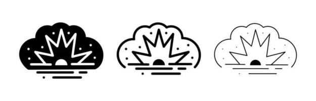 Nuclear explosion shot icon from the ground up. Editable line vector. Flash shock wave. Modern style trendy explosion icon. Template for application, user interface and logo, vector illustration.