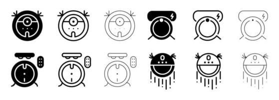 conjuntos de iconos aislados de robot aspirador. ilustración de elemento simple de iconos de concepto de hogar inteligente. robot aspirador web editable y diseño de símbolo de signo de logotipo sobre fondo blanco. vector