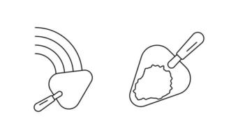 Wall plastering icon set. Construction and plaster icons. Construction icons over white background. Technical line art vector illustration. Editable line set