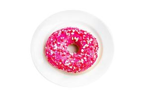 donut pink sweet dessert icing glaze fresh meal food diet snack photo