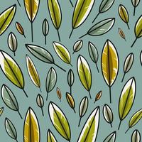 Colorful pattern of leaves isolated on a delicate background. Seamless feather pattern. photo