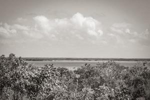 Muyil Lagoon panorama view in tropical jungle of amazing Mexico. photo