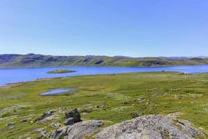 Beautiful Vavatn lake and mountains, summertime in Hemsedal, Norway. photo