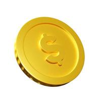 golden dollar sign. gold coin isolated on white. gold coin isolated on white. 3d render photo