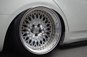 wide wheel of a low tuned car photo