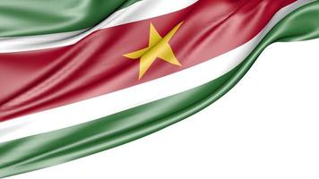 Surinam bandera aislado sobre fondo blanco, ilustración 3d foto