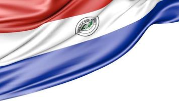 bandera paraguaya aislada sobre fondo blanco, ilustración 3d foto