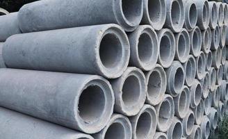 Stacking of reinforced concrete pipes photo