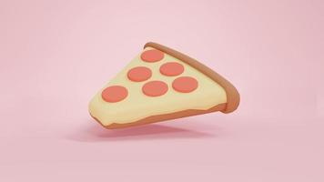 concepto de representación 3d de la comida. Render 3D de una diapositiva de pizza. foto