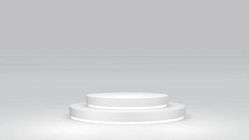 3D rendering concept of white theme of blank product display podiums composition geometry elements for commercial template design. 3D Render. photo