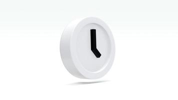 3D Rendering concept of time management. White clock isolated on background. 3D Render. 3D illustration.
