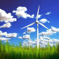 Wind power world. The turbine produces clean energy. alternative energy photo