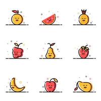 Happy Fruits, its a set of icon with mbe style vector