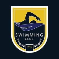 diseño de plantilla de logotipo de natación de diseño plano