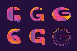 conjunto de colección de logotipo de letra g degradado