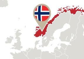 noruega en el mapa de europa vector